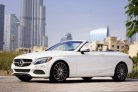 White Mercedes Benz C300 Convertible 2017 for rent in Dubai 9